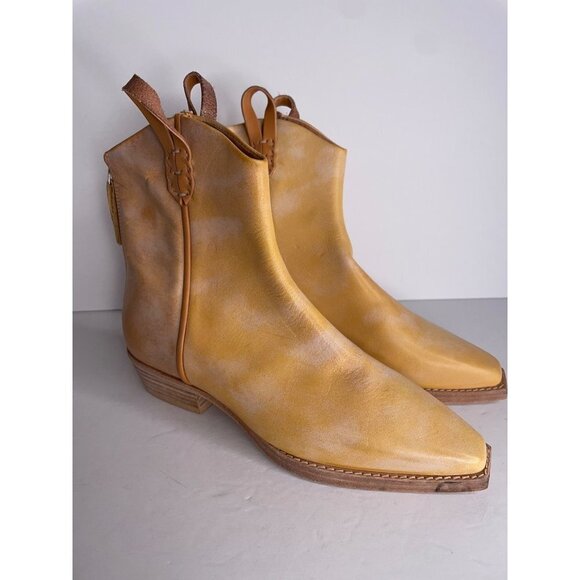 We The Free People Wesley Ankle Boots Honey Tan Leather Size 36 US 6 New - Picture 2 of 6